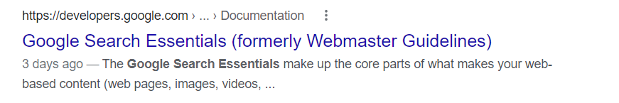 Google Webmaster Guidelines are now Google Search Essentials