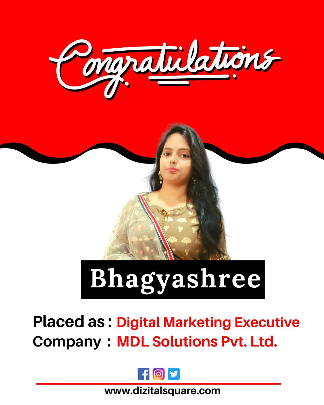 Bhagyshree Placed as Digital Marketing Executive