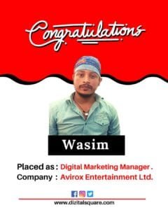 Wasim Placed as digital marketing manager in bhubaneswar