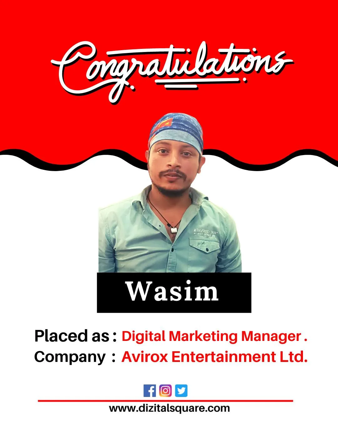 Wasim Placed as digital marketing manager in bhubaneswar