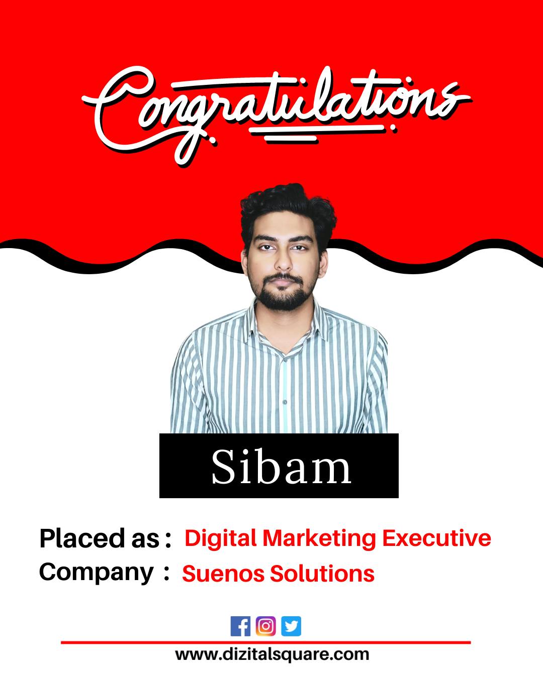 Sibam placed as Digital Marketing Executive