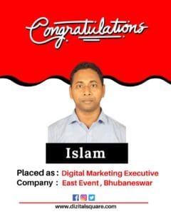Islam placed as Digital Marketing Executive