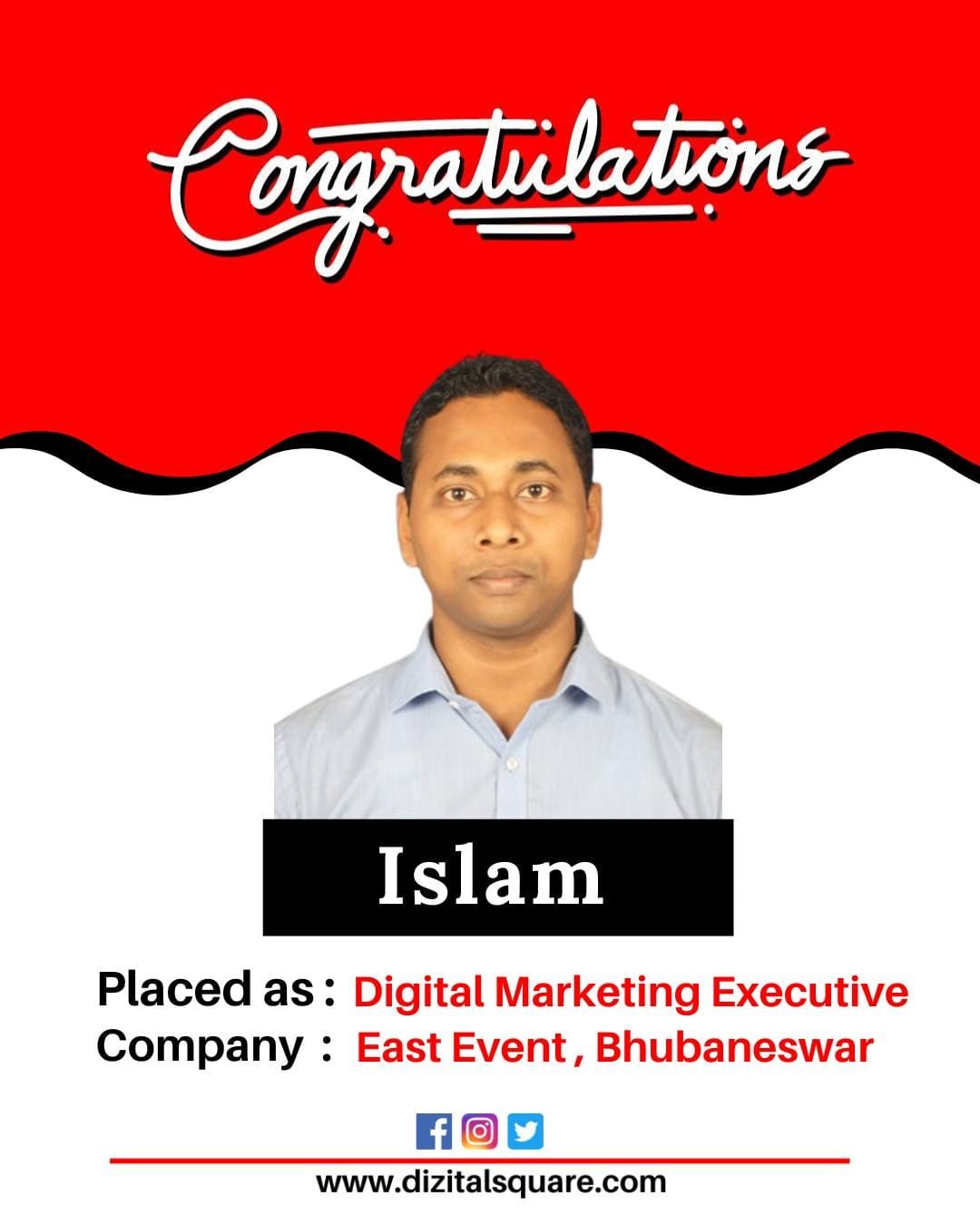 Islam placed as Digital Marketing Executive