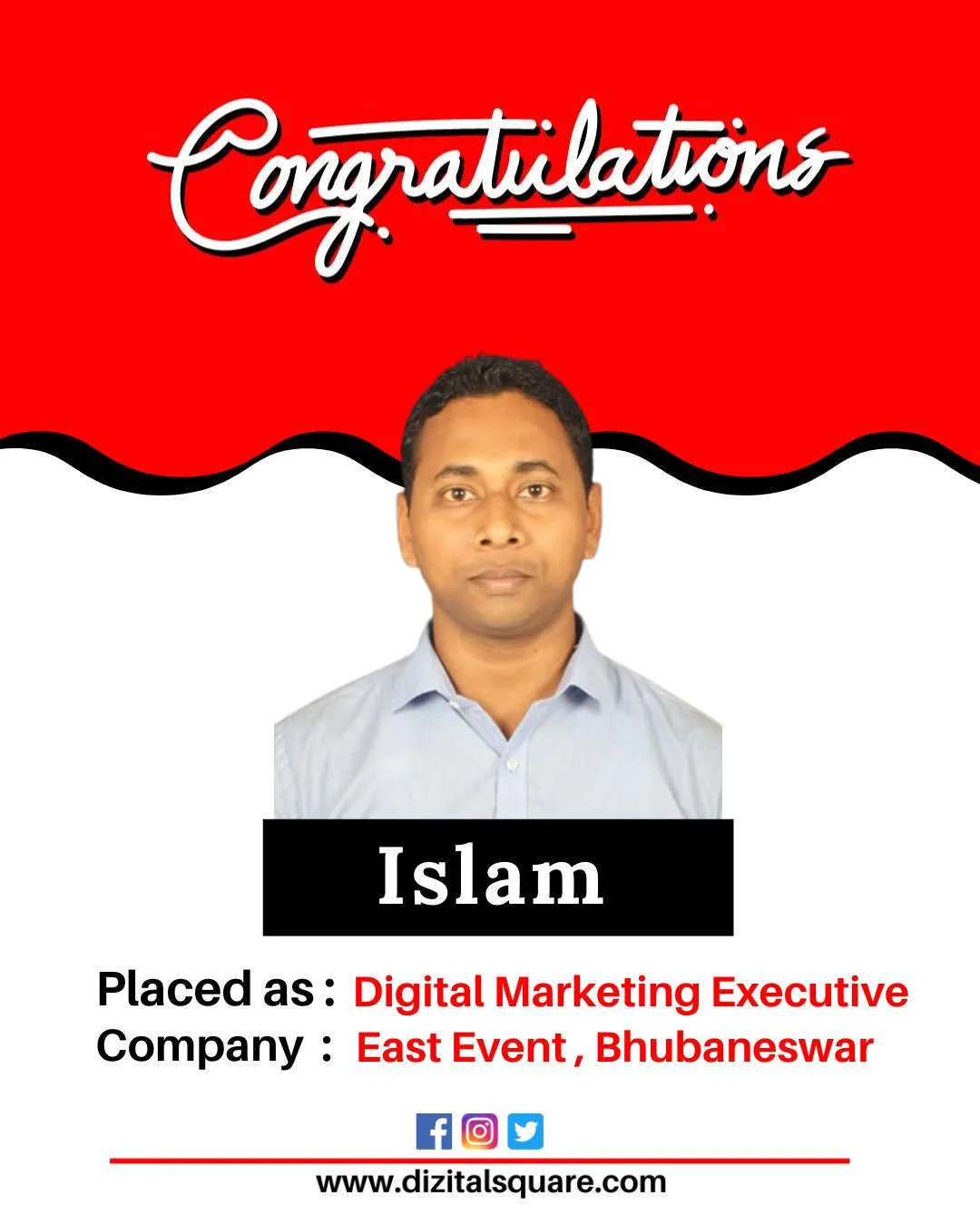 Islam placed as Digital Marketing Executive