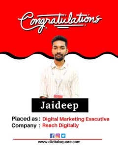 Jaydeep placed as Digital Marketing Executive