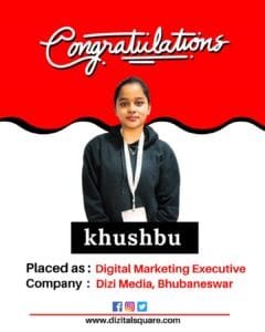 Khushbu Placed as Digital Marketing Executive
