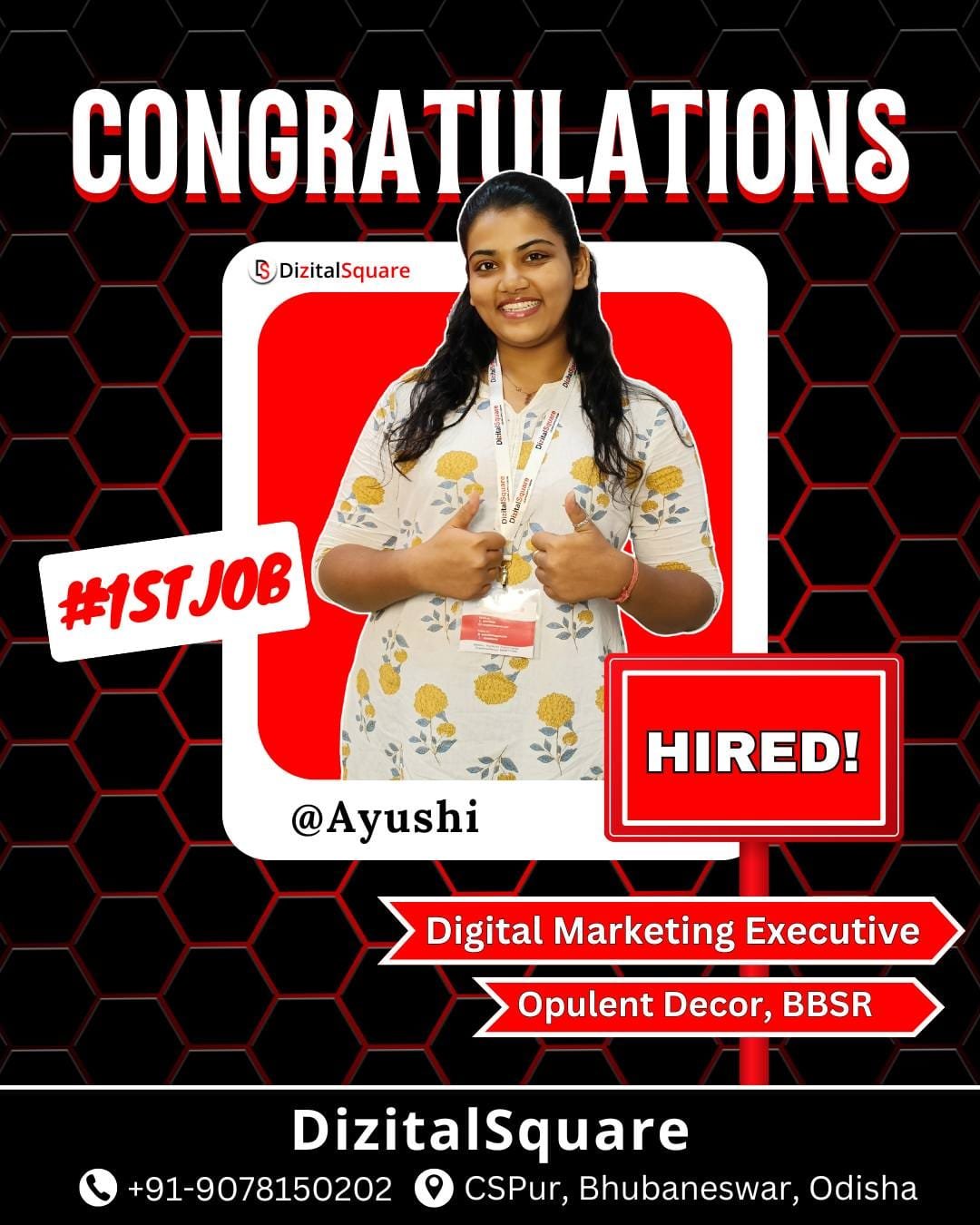 Ayshi placed as - Digital Marketing Executive after digital marketing coursee in bhubaneswar